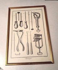 Gravure Litho Instruments Chirurgie Médecine 1770, Prevost Fecit, encadré