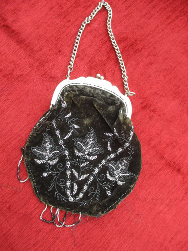 Sac réticule ancien velours - réticule,
