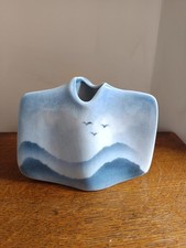 Vase bleu aux oiseaux  VIREBENT manufacture, vintage années 60-70