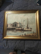 MAX SAVY tableau ancien huile sur toile decor marin signé