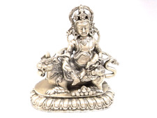 ?? ANCIEN BOUDDHA SCULPTURE BRONZE ARGENTE STATUE ASIATIQUE CHINE CHINESE