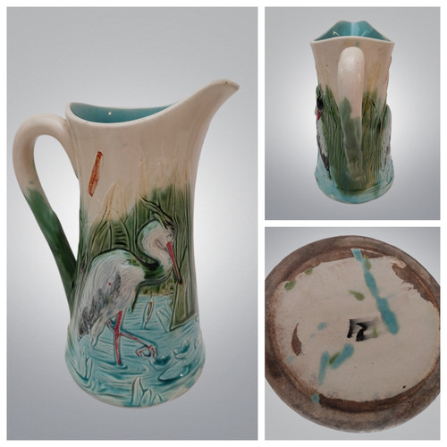 Rare pichet barbotine heron - pichet,