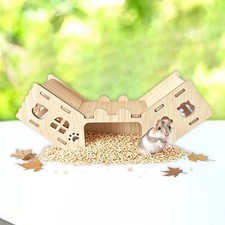 Tunnel de cachette en bois pour hamster 30 cm x 6,5 x 12 cm, cachette