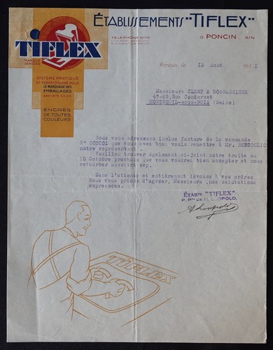 Facture poncin ain 1931 encre - facture,
