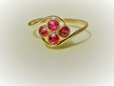 JOLIE BAGUE ANCIENNE 1920/30 en OR ROSE 9K 375/1000° avec PIERRE ROUGE / T.56