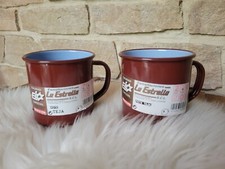 2 MUGS TASSES A CAFÉ ÉMAILLÉES LA ESTRELLA VINTAGE CAMPING  🏕