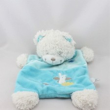 Doudou plat ours blanc bleu