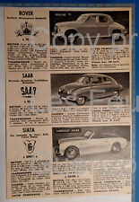 SIMCA SINGER SKODA ROVER SAAB SIATA  1953 document photo