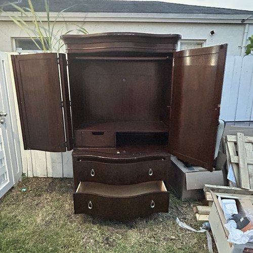 Dark wood brown armoire - brown,