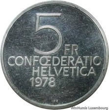 V3449 Switzerland Suisse 5 Francs Henry Dunant 1978 Proof -> Make offer
