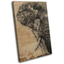 Elephant Sketch Retro Shabby