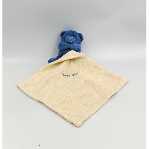 Doudou plat ours - bleu, mouchoir