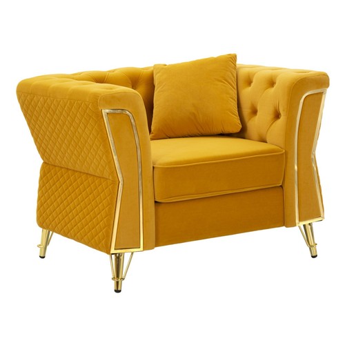 Fauteuil velours capitonné - en,
