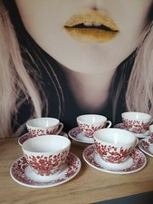 6 TASSES ET SOUCOUPES RIVANEL PORCELAINE VINTAGE