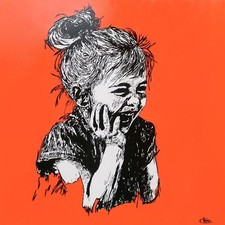 Peinture Originale “Éclats de Rires” Enfant Sourire Toile 80×80 Art Contemporain