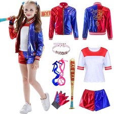 Déguisement Harley Squad Costume Fille Enfant Cosplay Joker Queen Costume Tee...