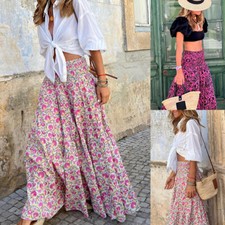 🔥Jupe Longue Bohème Florale Pour Femme Taille Haute Pour La Plage Les /
