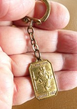 Ancien porte cle Médaille St Christophe Métal doré, Années 60
