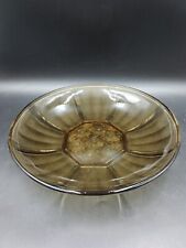 Coupe fruits centre de table Art Déco en verre pressé fumé à décor de fleurs