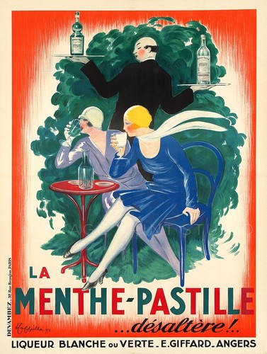 French liqueur menthe pastille - french,