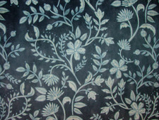 Rideau En Velours Floral Colonial Bleu Cobalt Pour Rembourrage De Coussin