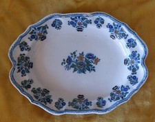 SUPERBE GRAND PLAT céramique faïence  MOUSTIER Décor polychrome solanées XVIII 