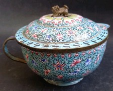 Rare Théière Emaux Canton Chinois Old Chinese Foo Dog Teapot Enamel Qianlong