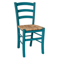 Chaise En Bois Venezia Turquoise Avec Assise En Paille De Riz