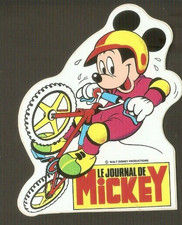 Walt DISNEY  autocollant vintage MICKEY  à vélo vtt