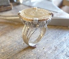 Bague pièce argent 4 griffes