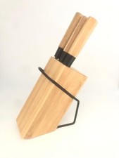 Bloc porte couteaux en bois + 3 couteaux design bois métal noir industriel