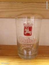 ANCIEN VERRE A BIERE ROUGE BRASSERIE MUTZIG ALSACE VINTAGE