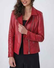 Veste en cuir rouge neuve pour