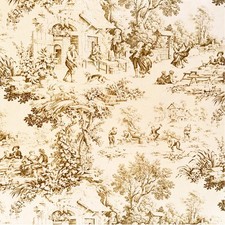 Tissu au mètre Toile de jouy Festin beige coton Bachette largeur 1m40 - MCTISSUS