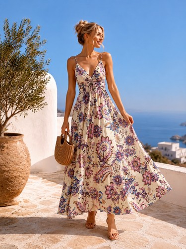 Robe longue bohème - , fleurie