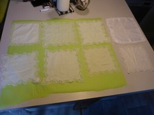 lot de 8 anciens mouchoirs pochette pourtour dentelle au carreau fuseaux auvergn