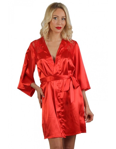 Peignoir kimono satin dentelle - kimono,
