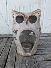 Photophore hibou en céramique fait main – Objet déco vintage artisanat signé