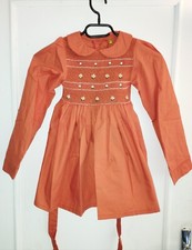 Robe Smock Manches Longues Taille 2ans Orange SoaArtShop