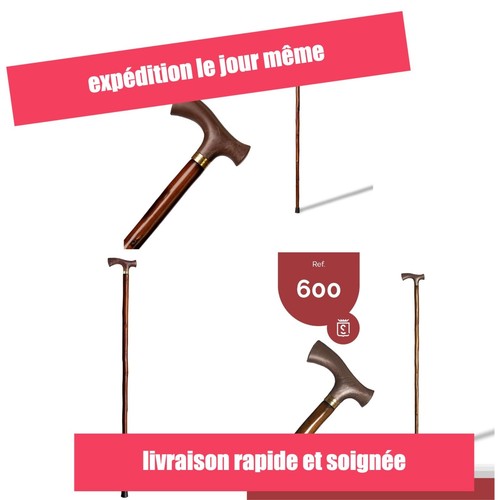 Canne marche bois marron - marche,