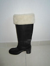 bottes en cuir noir fourrure