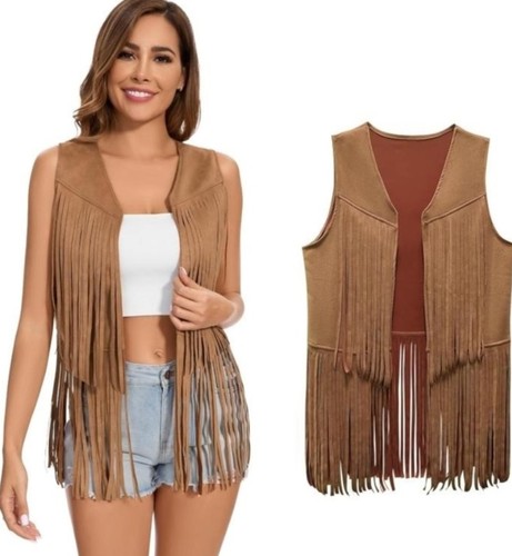 Womens fringe vest 60s 70s - fringe,