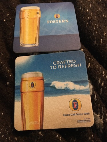 Fosters beer mats - beer, x2