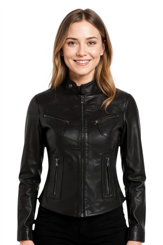 Veste cuir pour femmes - cuir,