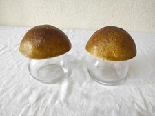 2 Pots, Bocaux en verre en forme de Champignons, Cèpes