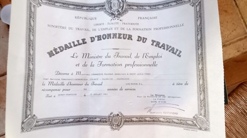 Diplôme médaille honneur - médaille, d'honneur