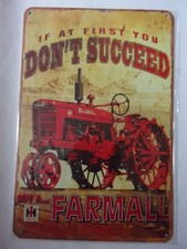TRACTEUR HI FARMALL Paysans Agriculteurs Plaque métal 30 X 20 cm
