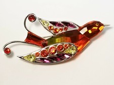 DANIEL SWAROVSKI Ombre Crystal Sterling Silver SWALLOW BANU BIRD Pin Brooch Rare