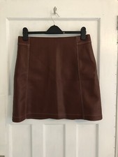 Jupe neuve River Island en simili cuir bordeaux A Line UK 14