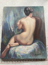 tableau ancien HST NU  copie par bouzendorfer d'un tableau Albert GENTA 55x46 cm